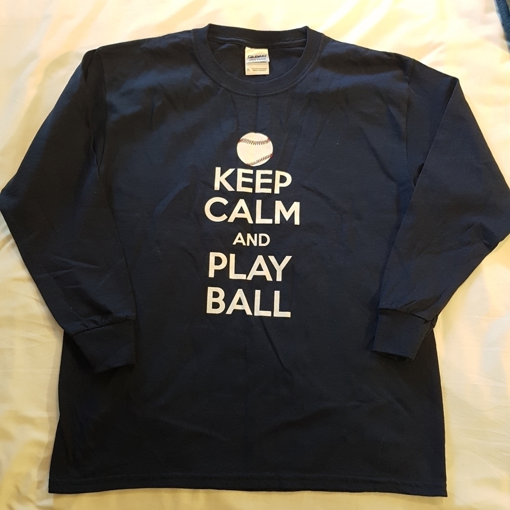 Gildan Boys size medium Keep Calm Play Ball long sleeved shirt, EUC